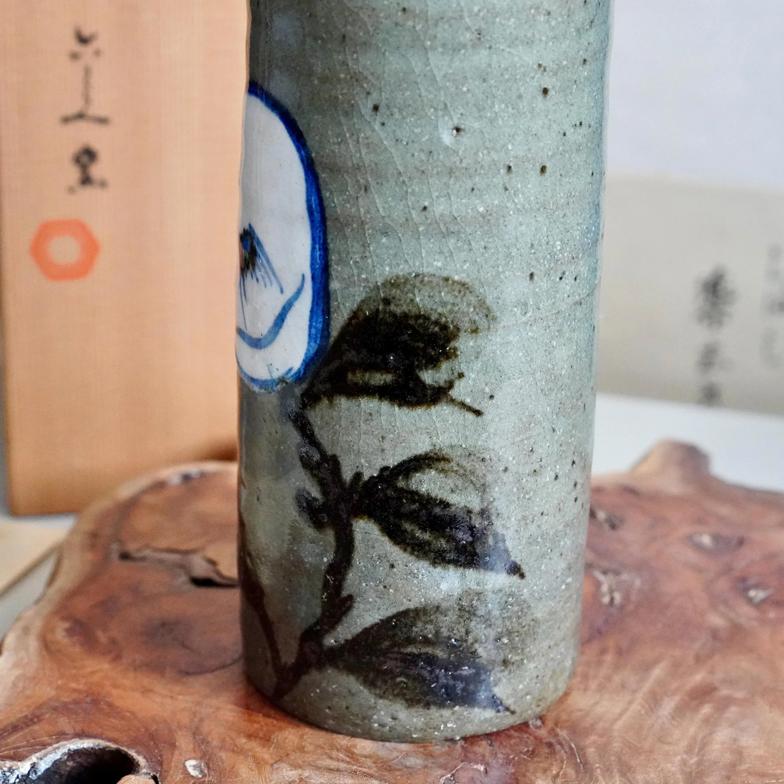 Japanese Kiyomizu Rokubei VI ikebana vase camellia tomobako Showa