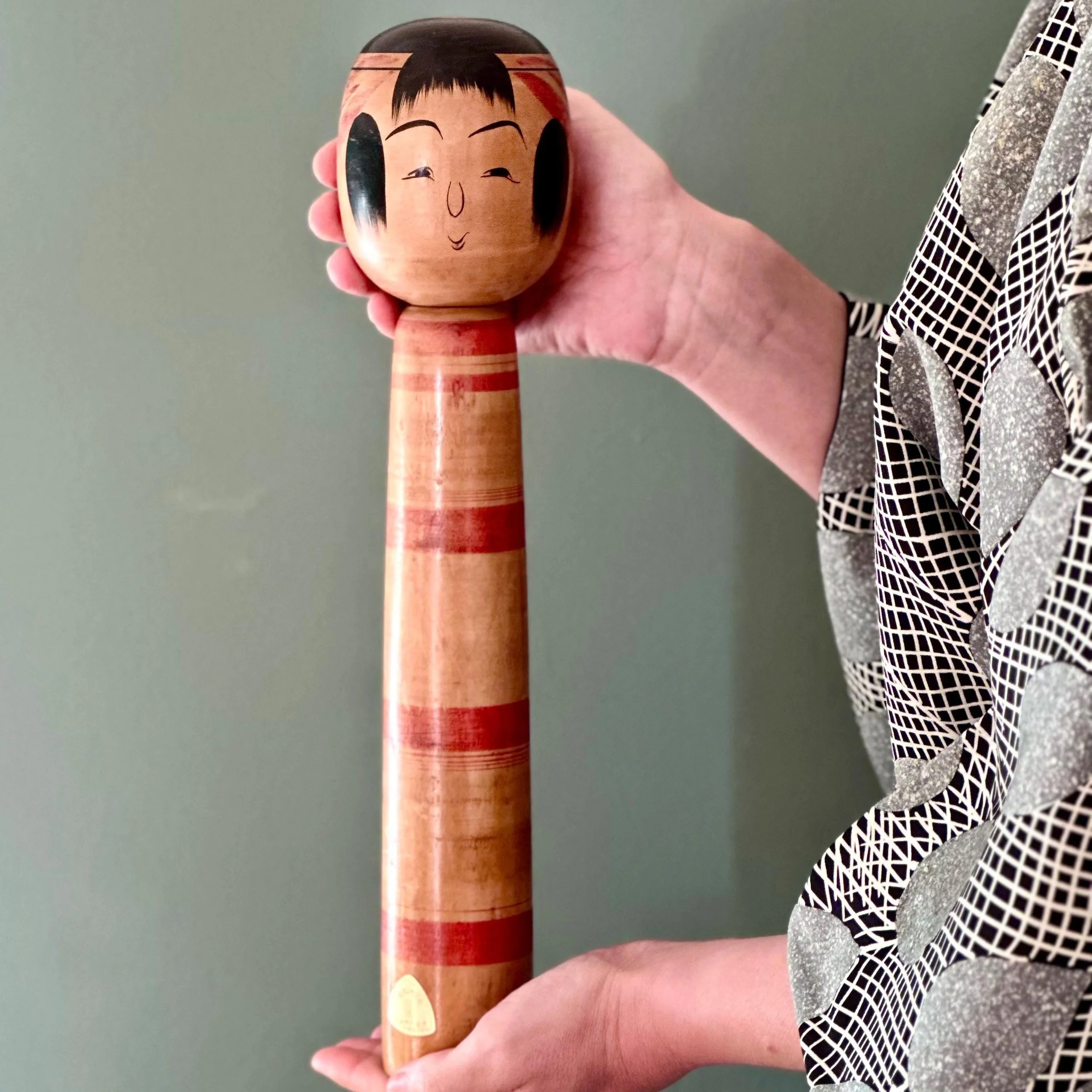 Vintage large Tsuchiyu kokeshi signed by Abe Ichiro, 36cm high, Shōwa period ca. 1970s
