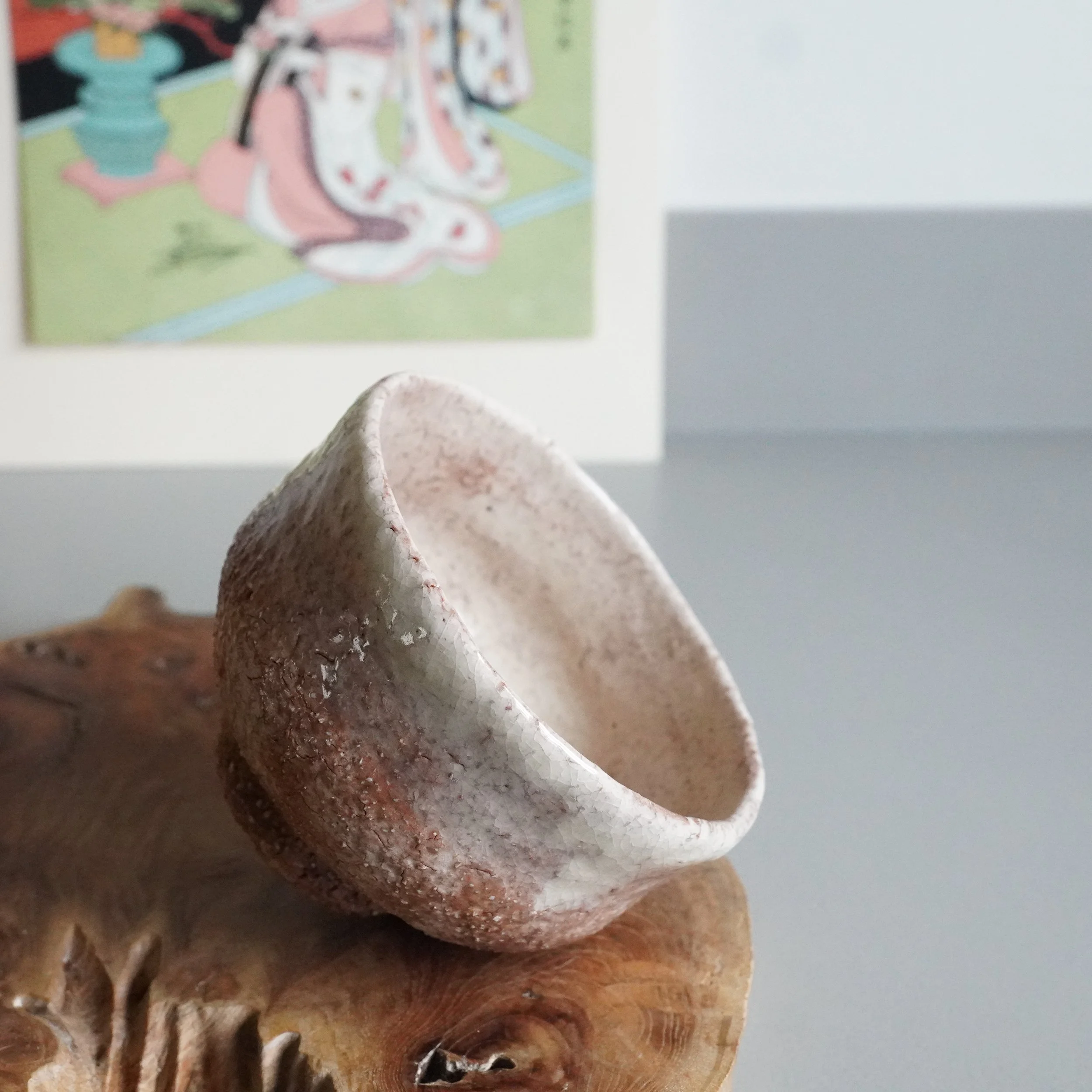 Oni-Hagi chawan Hirose Nanshu Tanga Tenpōzan, rough clay body front view