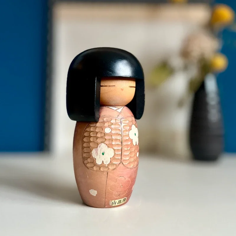Japanese sōsaku kokeshi Kisaku ume plum signed Showa1.webp