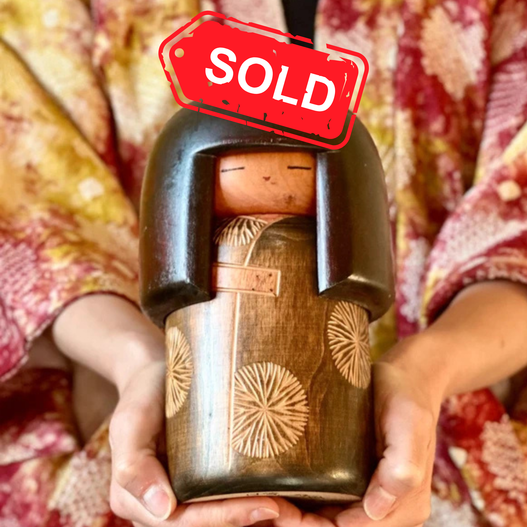 (sold) Large kokeshi by Sekiguchi Sansaku named Dojo signed Shōwa 1979
