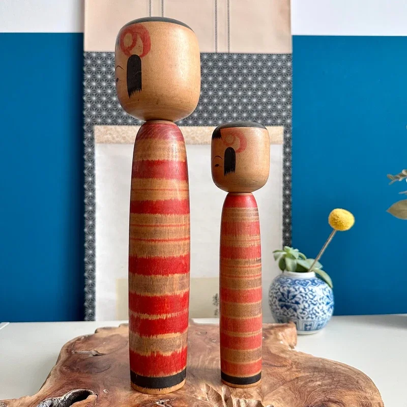 Japanese Tsuchiyu kokeshi pair Sato Sashima signed Showa 6.webp