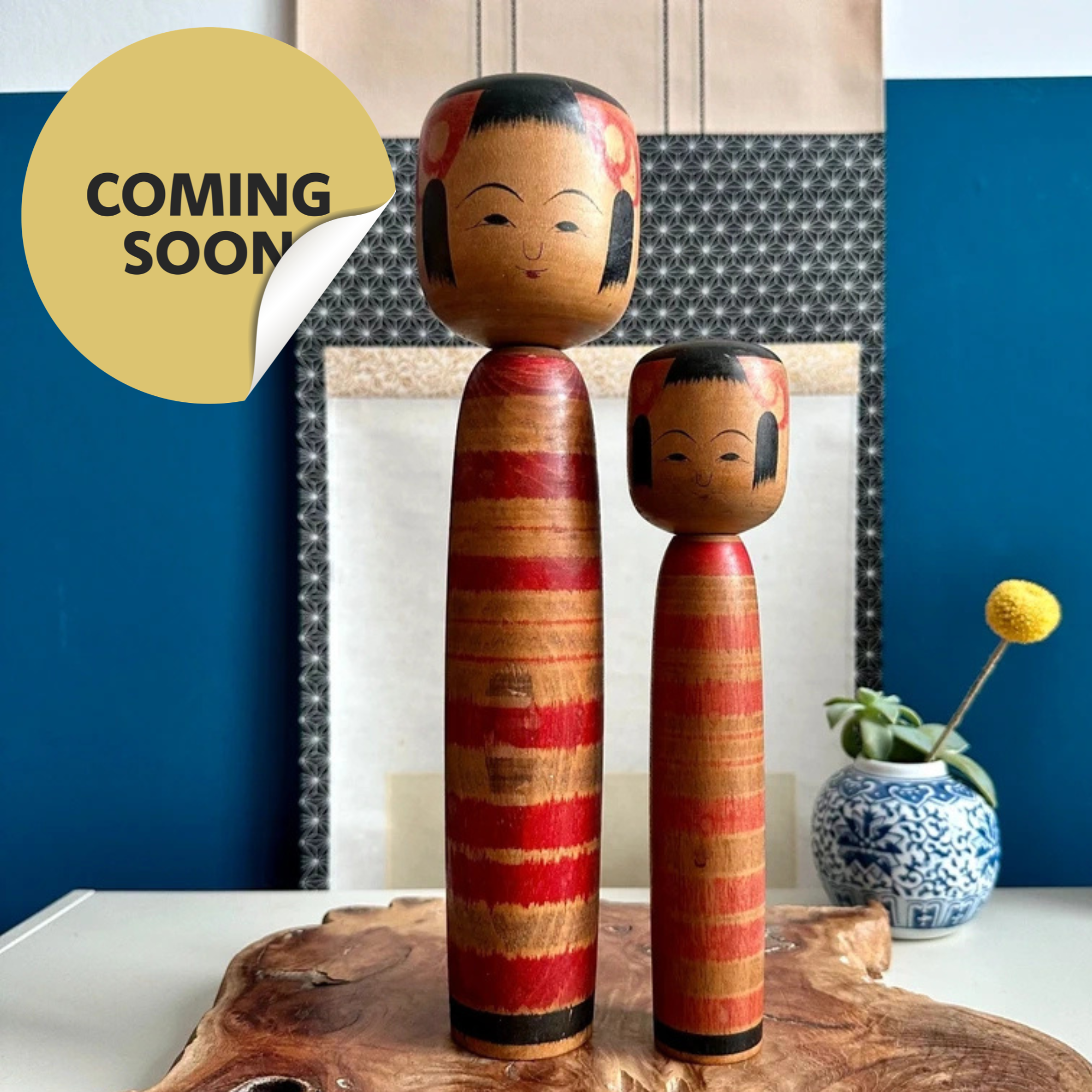 (coming soon) Tsuchiyu kokeshi pair by Sato Sashima, signed, Shōwa period 1970s