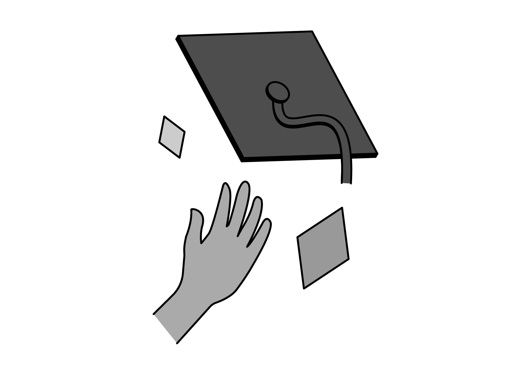 A grayscale illustration of a hand reaching for a microscope slide on a laboratory table, with a microscope in the background.