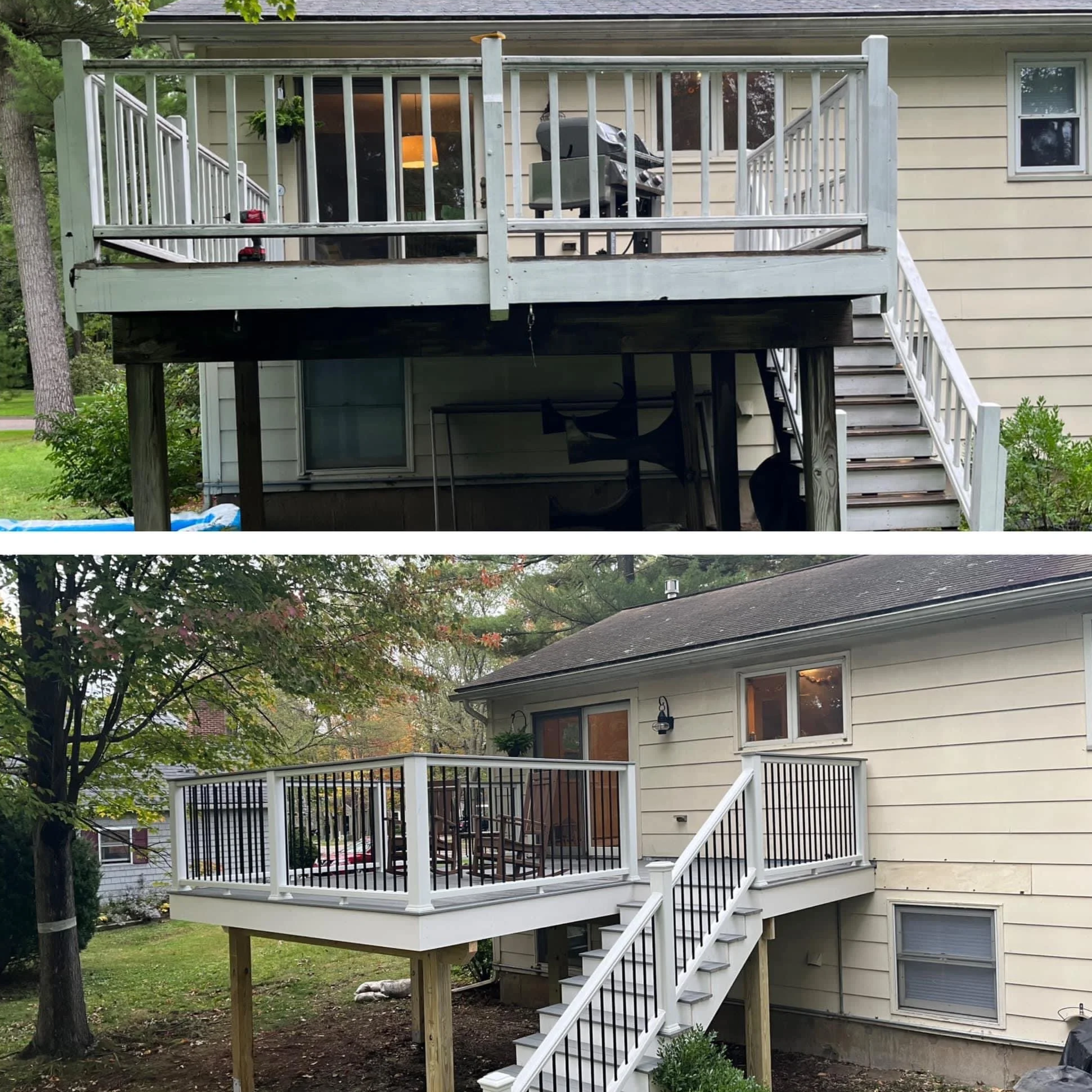 New deck with Trex decking and railing.  Colchester, VT