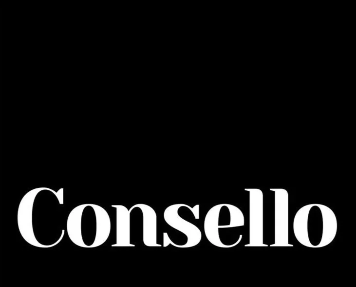 Black background with the word 'Consello' in large white font in the center.