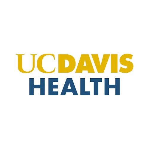 UC Davis Health logo with yellow and blue text.