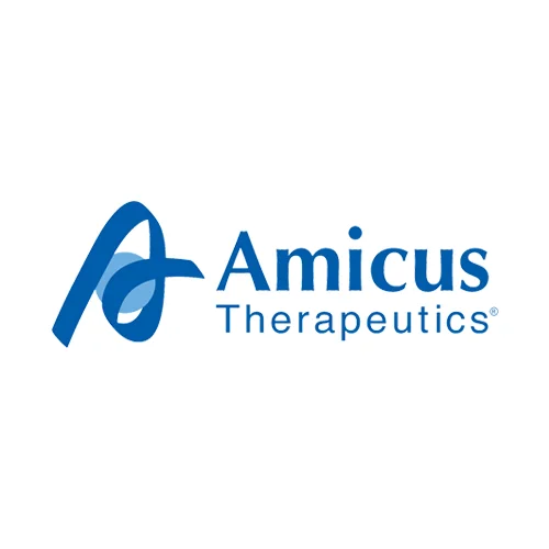 Amicus Therapeutics logo with a stylized blue 'A' and the company name.