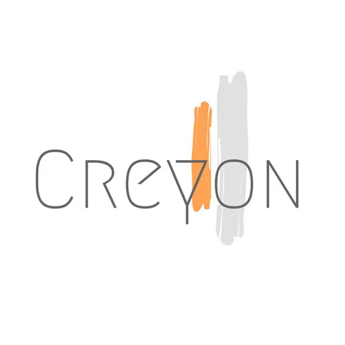 The word "CREYON" with a stylized orange and gray vertical brushstroke behind the letter "Y".