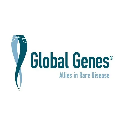 Logo of Global Genes with a stylized DNA strand and the tagline "Allies in Rare Disease".