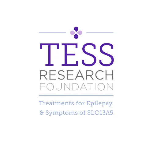 Logo for TESS Research Foundation with text 'Treatments for Epilepsy & Symptoms of SLC13A5'.