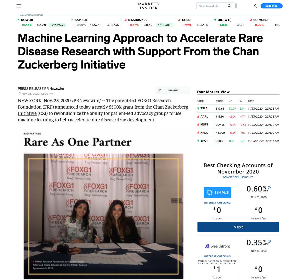 FOXG1 RESEARCH FOUNDATION is the latest CZI ‘Rare As One’ Partner.