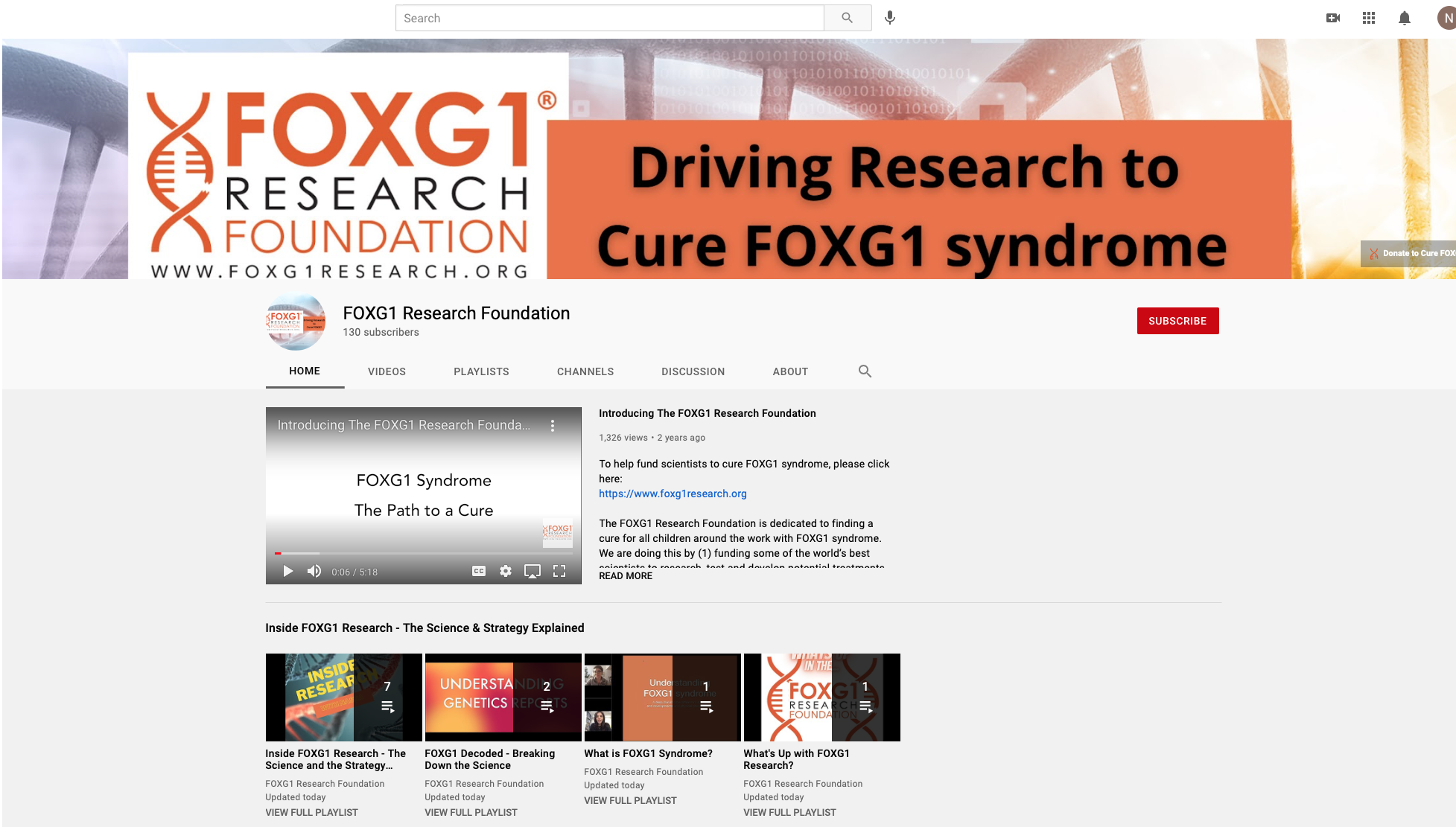 What is FOXG1 syndrome? Watch FOXG1 Research TV on YouTube and learn all about the research to cure FOXG1 syndrome that is underway.