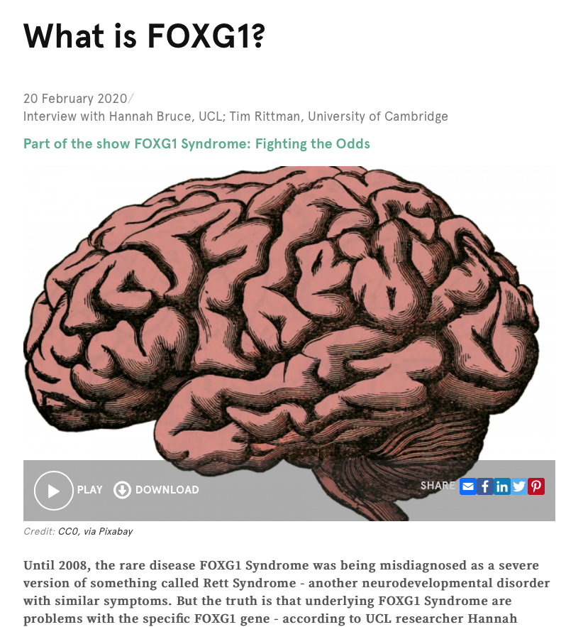 The Naked Scientist: FOXG1 Syndrome: Fighting the Odds