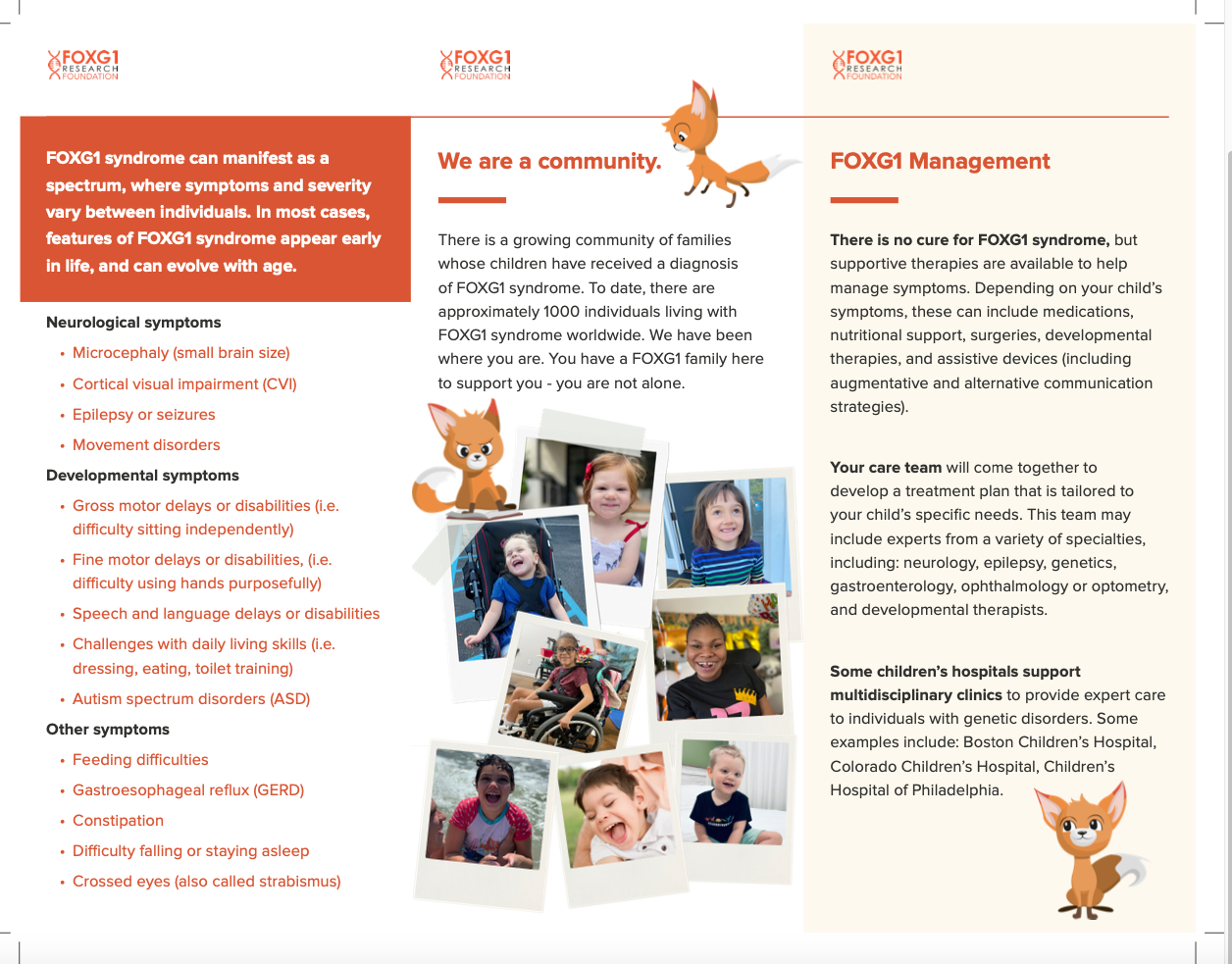FOXg1 Research Foundation Brochure