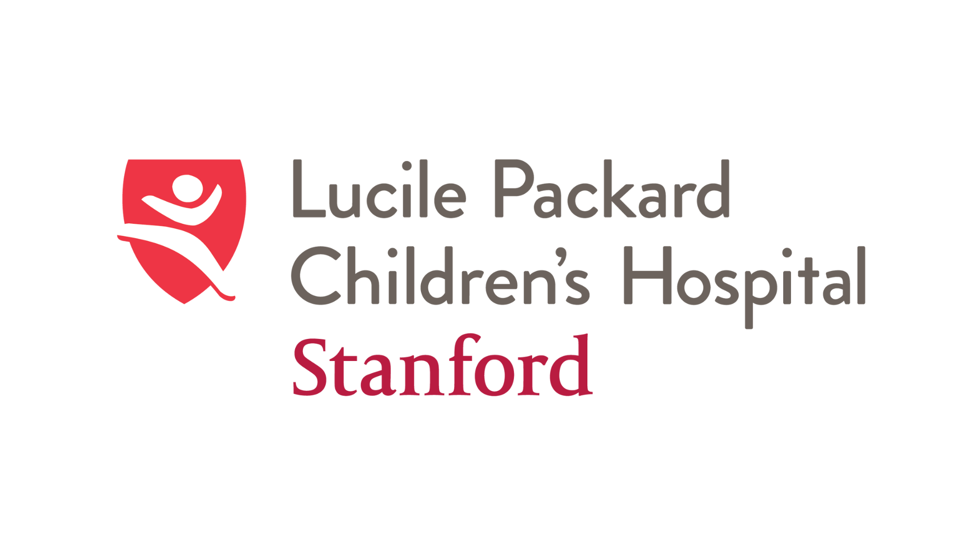 Logo of Lucile Packard Children's Hospital at Stanford with a red shield and a white stylized figure, accompanied by the hospital's name in gray and Stanford in maroon.