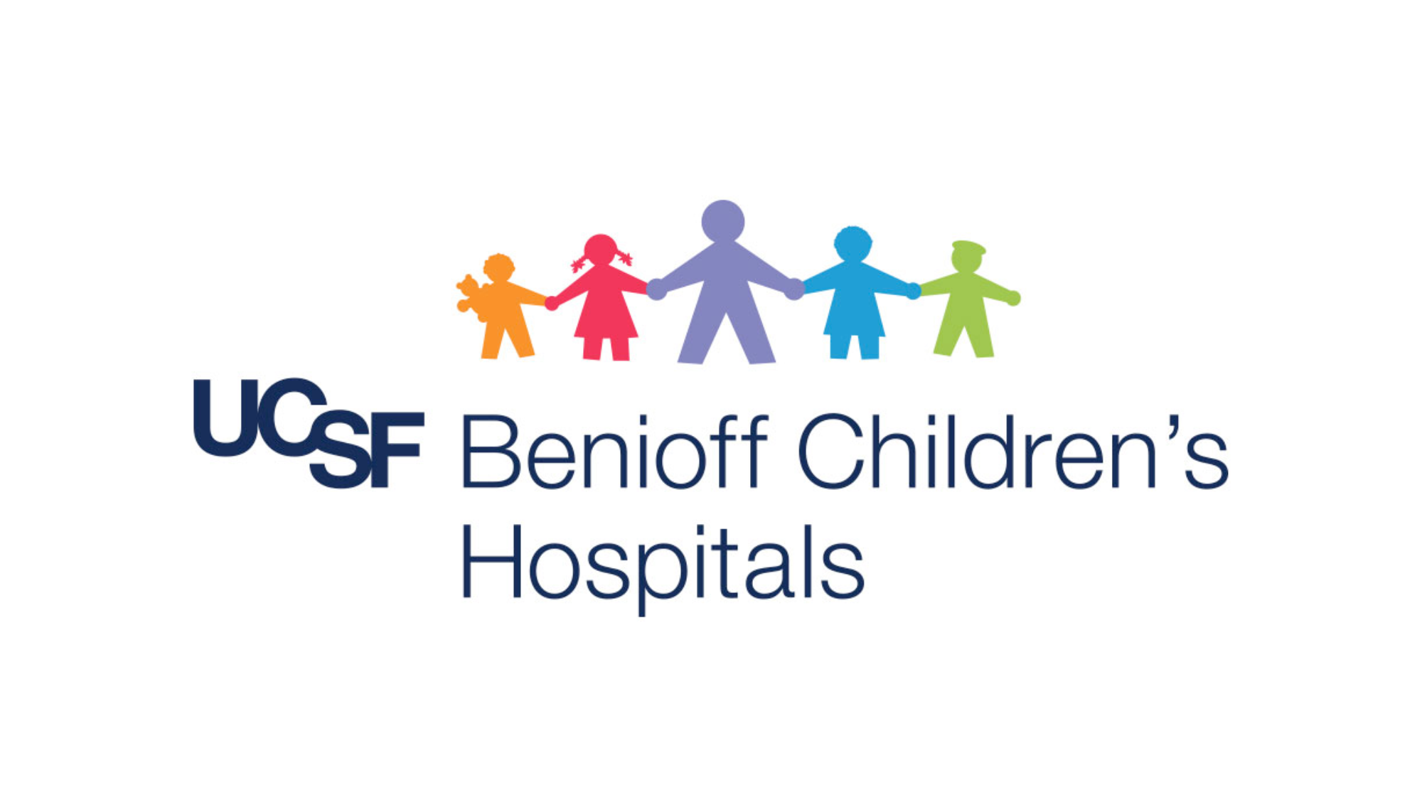 Logo for UCSF Benioff Children's Hospitals with colorful icons of children holding hands above the text.