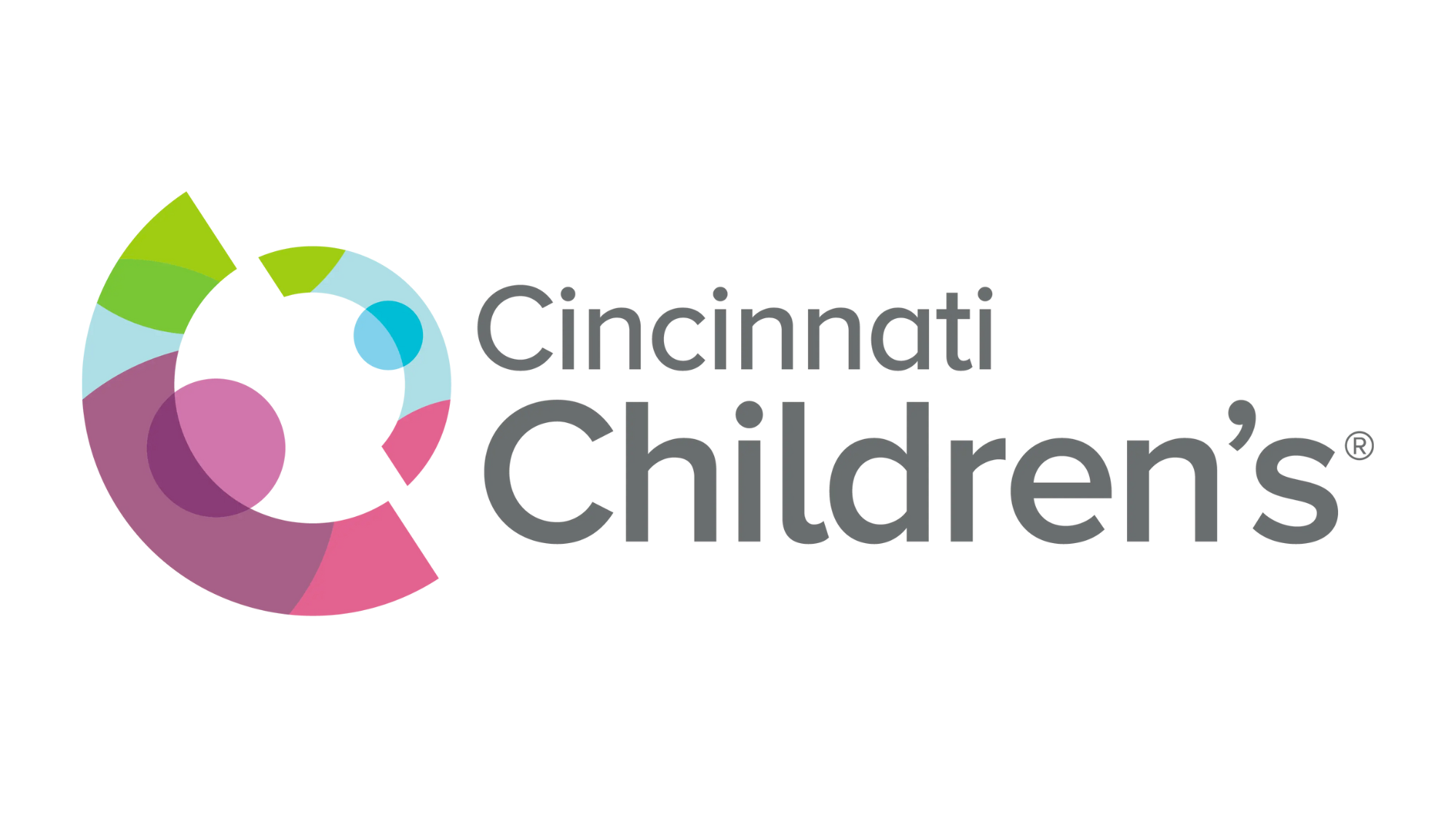 Logo of Cincinnati Children's with colorful circular design and gray text