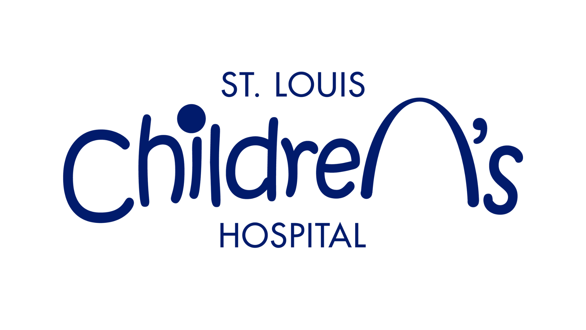 Logo of St. Louis Children's Hospital featuring the hospital name with a stylized child arching over the text.
