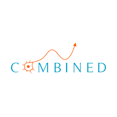 A logo with the word 'COMBINED' in blue letters, featuring a stylized neuron and a rising arrow integrated into the design.