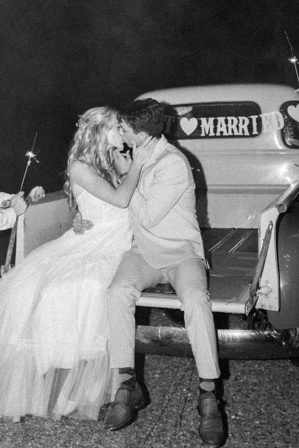 just married truck (B&W).jpg