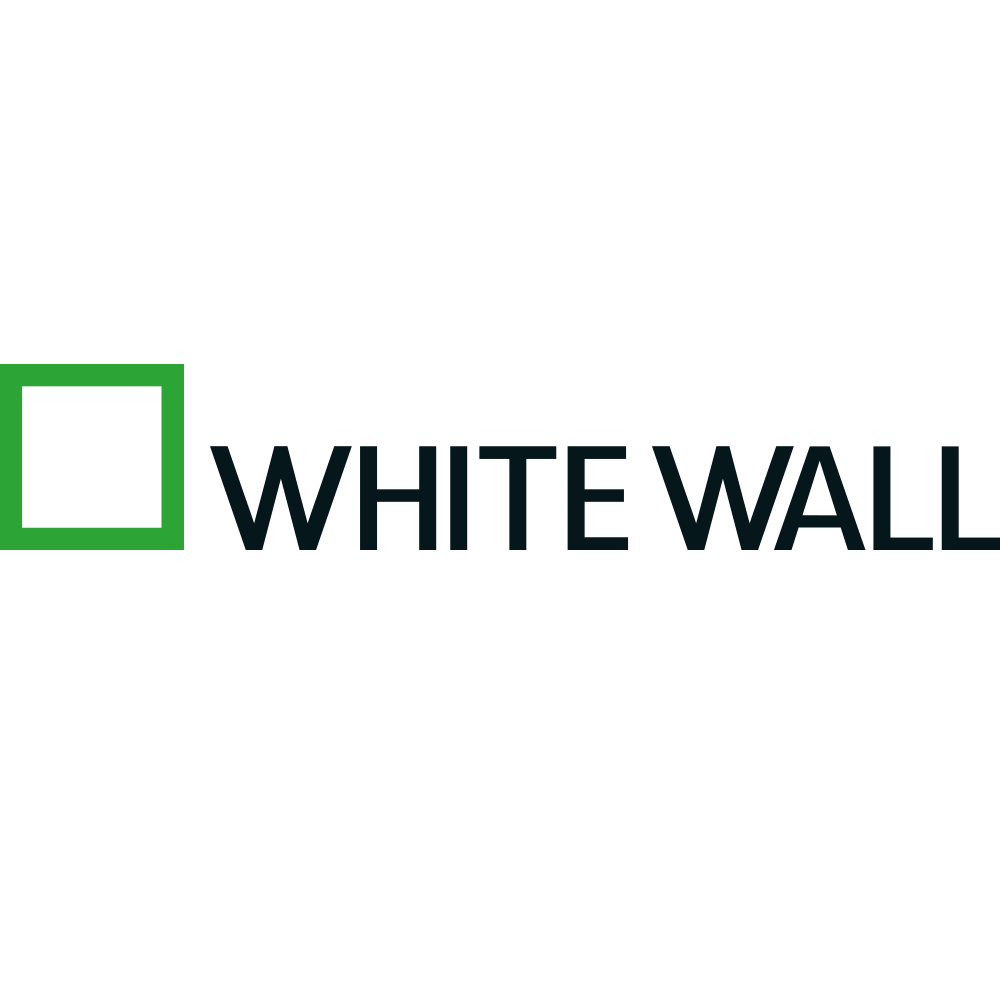 White Wall logo with a green square outline to the left of the text.