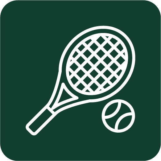 Icon of a tennis racket and tennis ball.