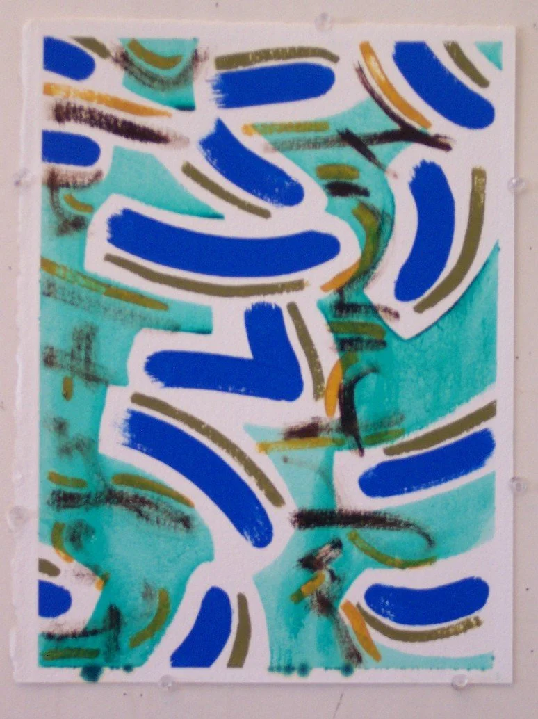 Abstract Writing 4 - oil on paper, 11" x 15"