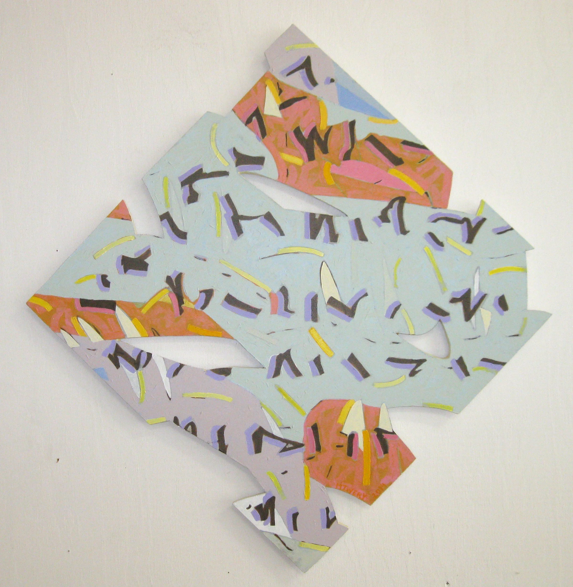 Skywriting - acrylic on cut-out board, 24" x 24"