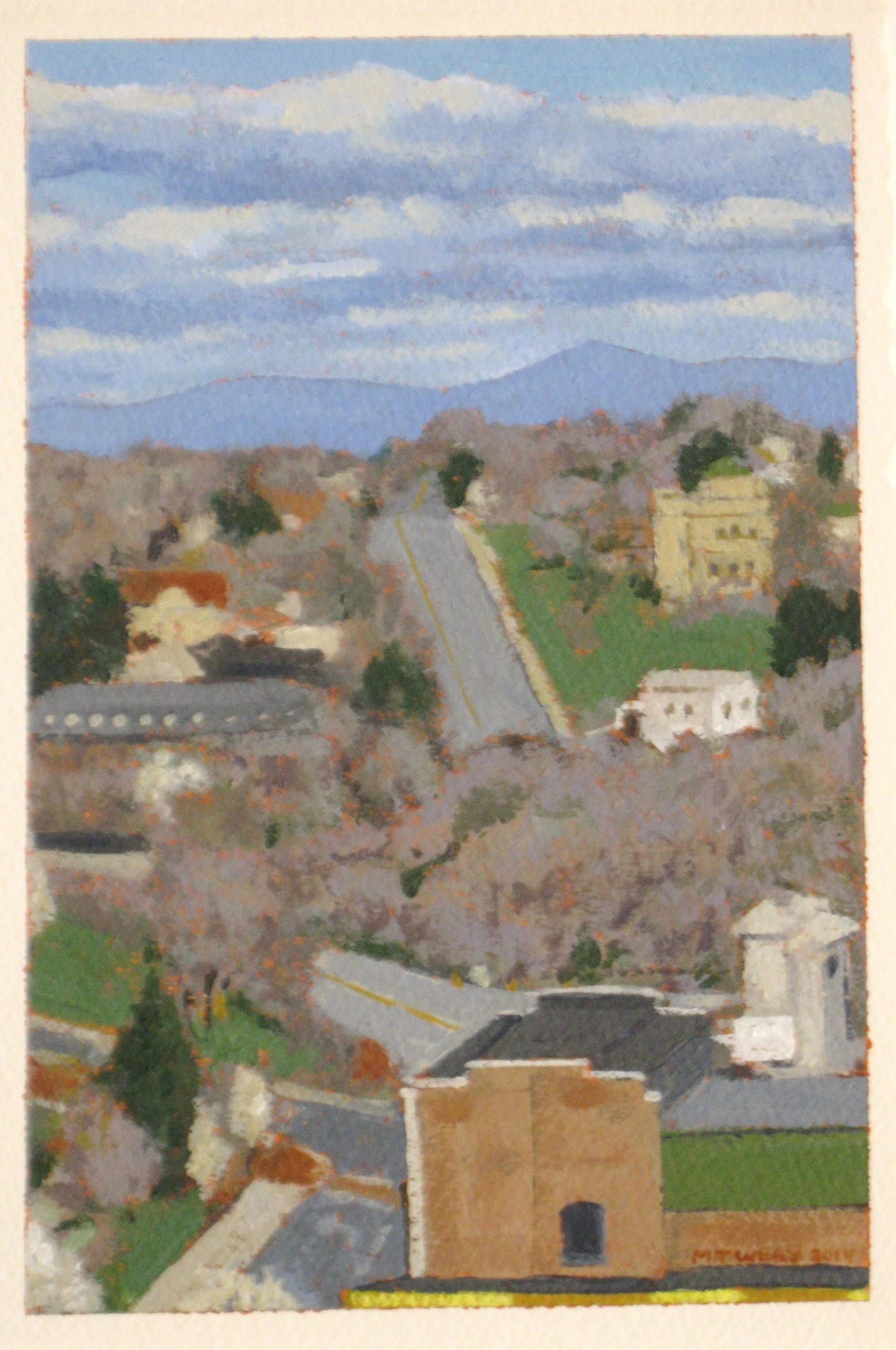 Looking Towards Rivermont - acrylic on paper, 7" x 11"