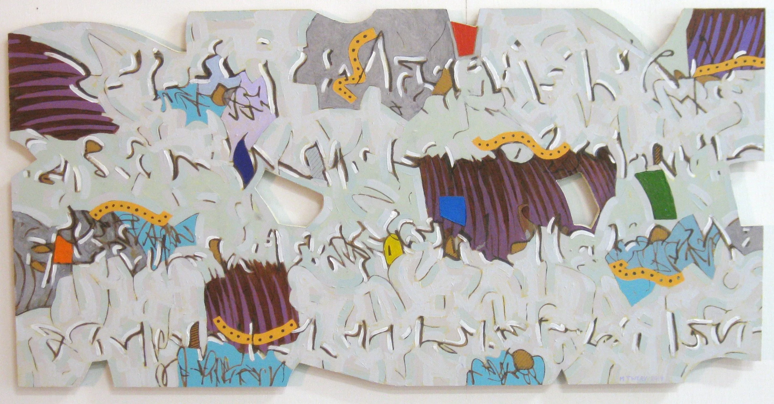 Soft Micro Windows - acrylic on cut-out board, 24" x 48"