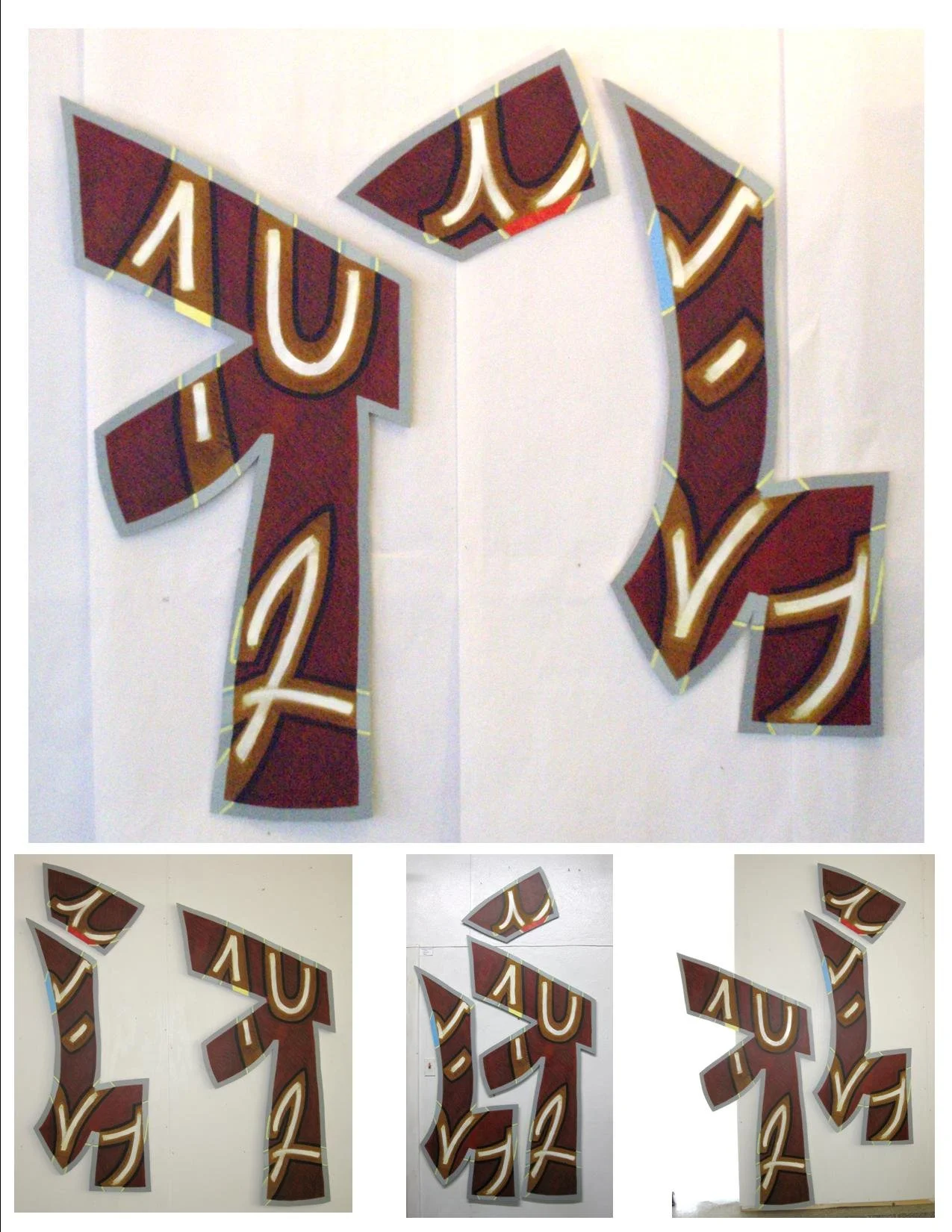Symbol Henge (3pc variable) - acrylic on cut-out board, 60" x 70" x 1"
