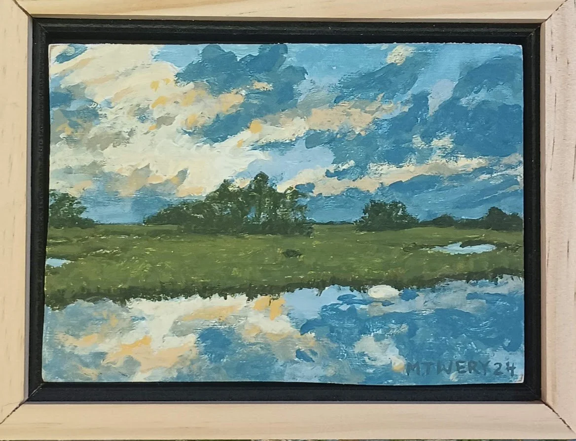 Evening Skies - Guache on Board, 5" x 7"