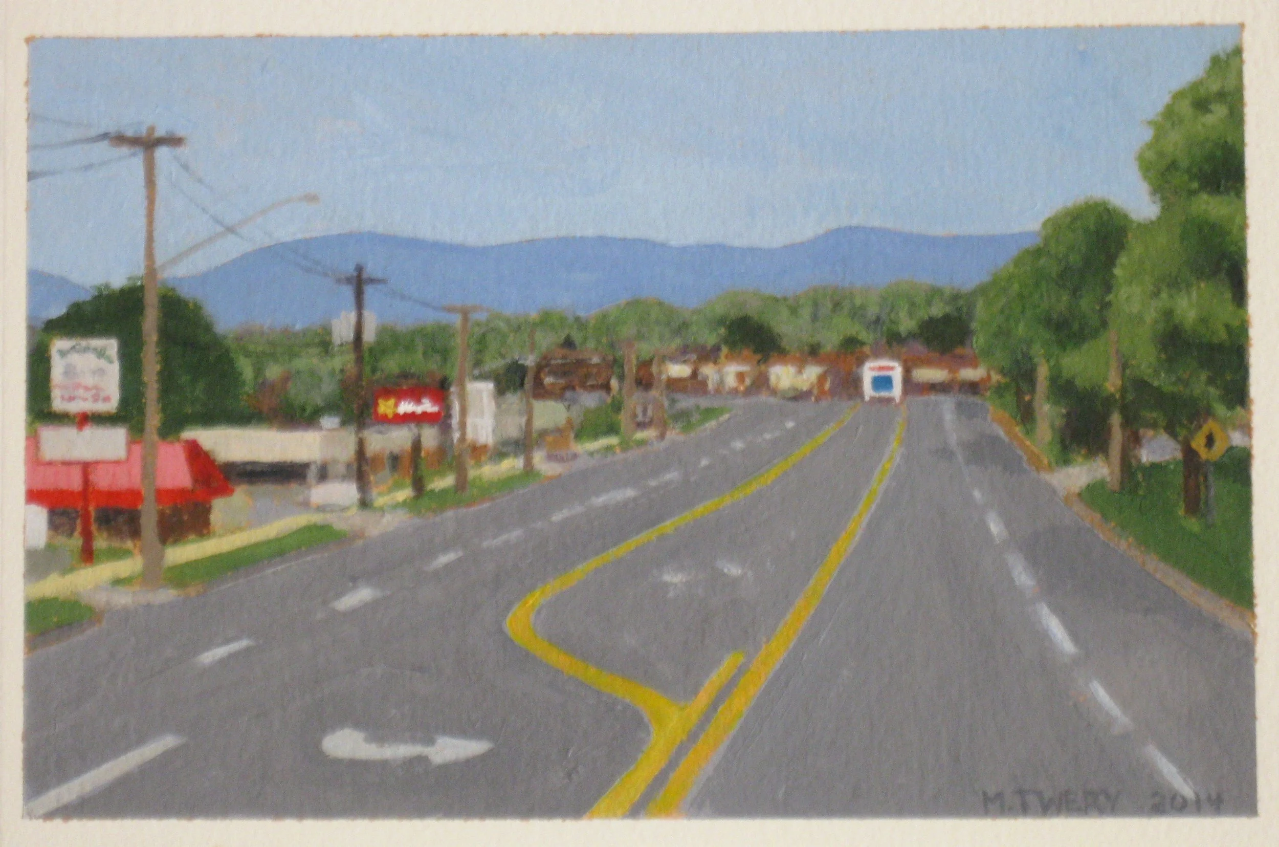 Langhorne Strip - acrylic on paper, 8" x 11"