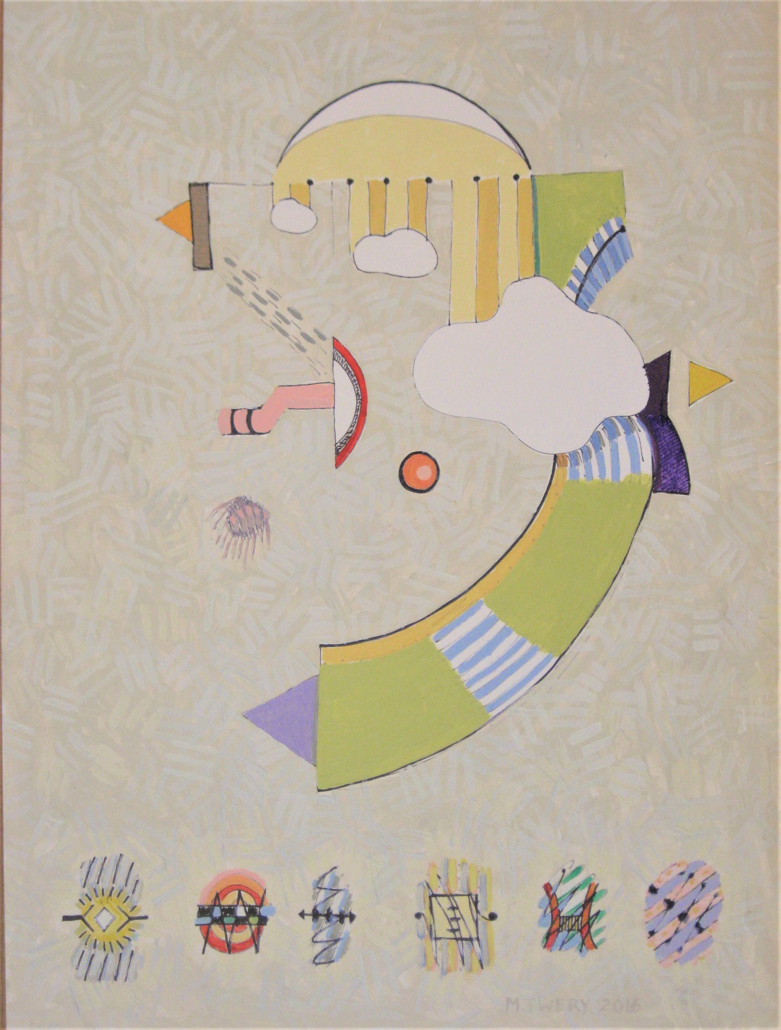 Threes - acrylic latex paint on illustration board, 15" x 20"