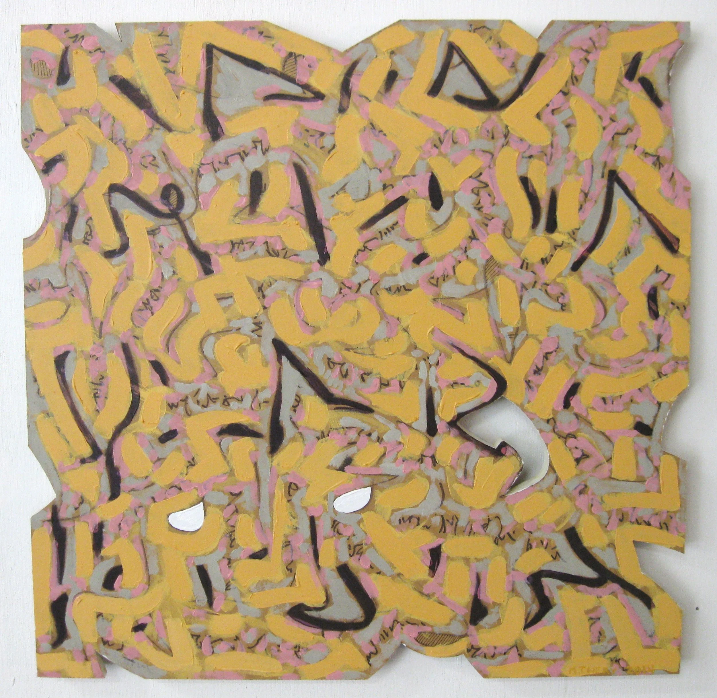 Light Particles - acrylic on cut-out board, 18" x 18"