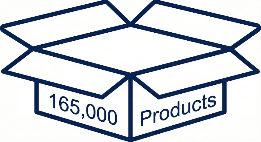 We carry 165000 Products Icon