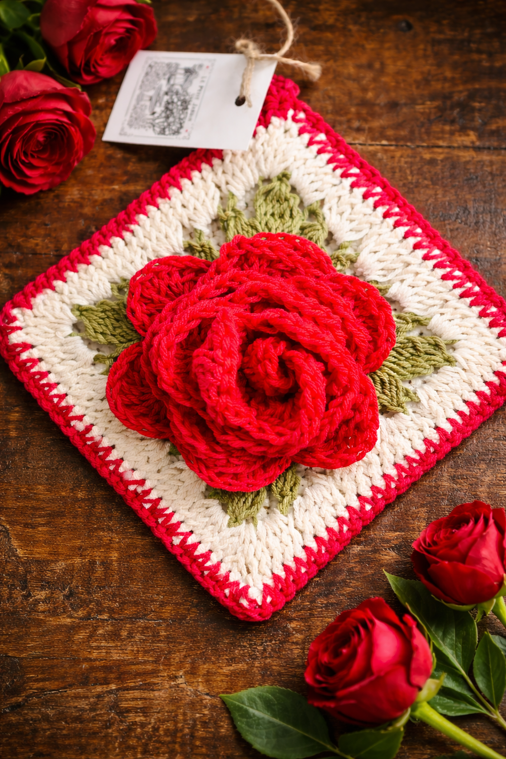 Rose Crocheted Pot Holder