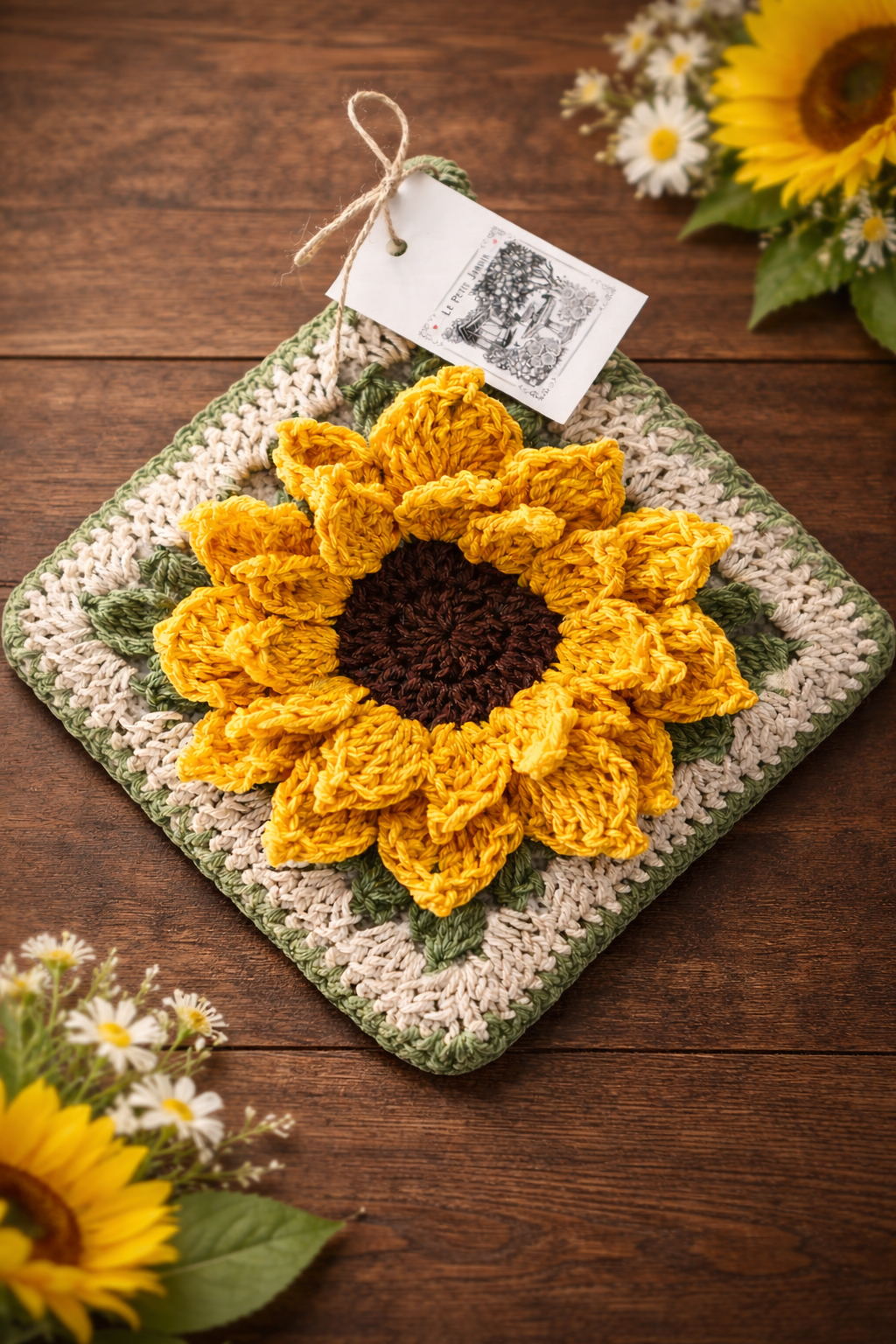 Sunflower Crocheted Pot Holder