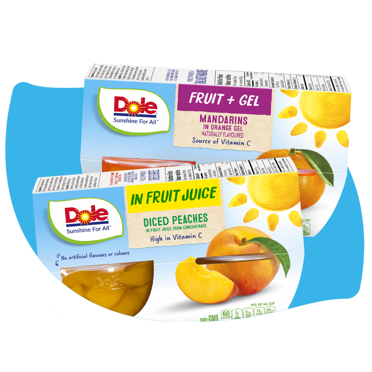 Dole Fruit Bowls snack cups with mandarin oranges and diced peaches