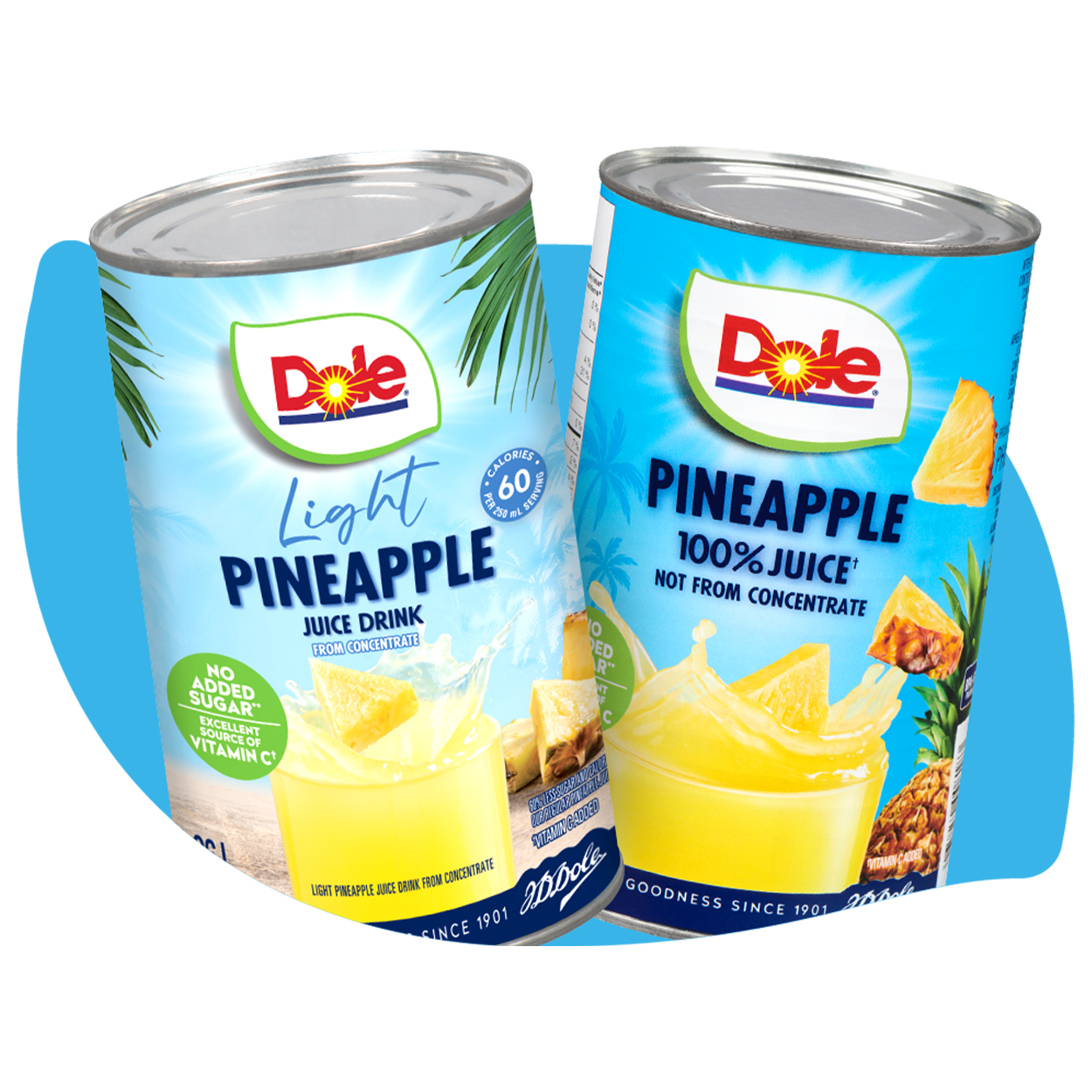 Dole Light Pineapple Juice Drink and 100% Pineapple Juice