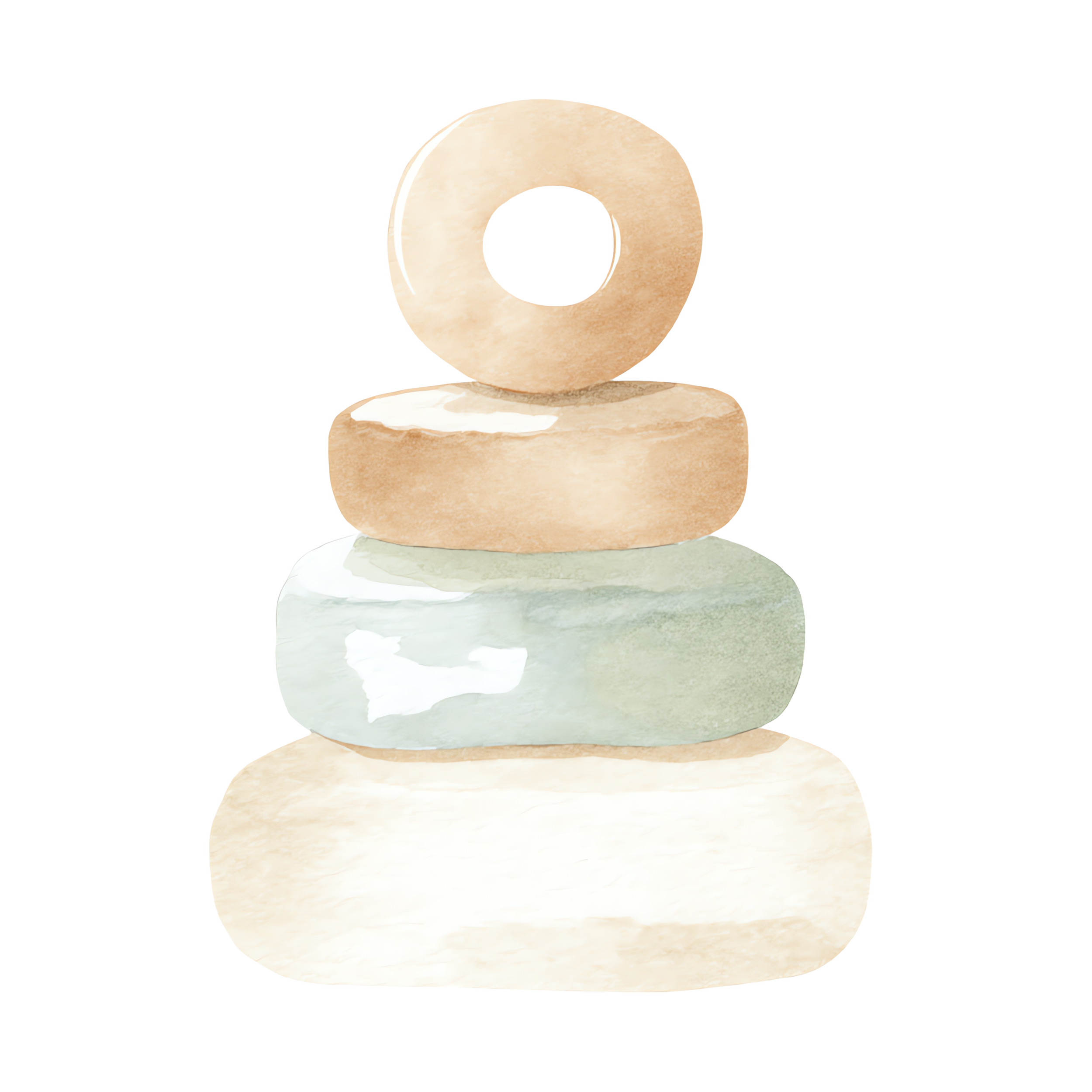 A donut with a hole in the middle, topped with light icing and sprinkles, resting on a reflective surface.