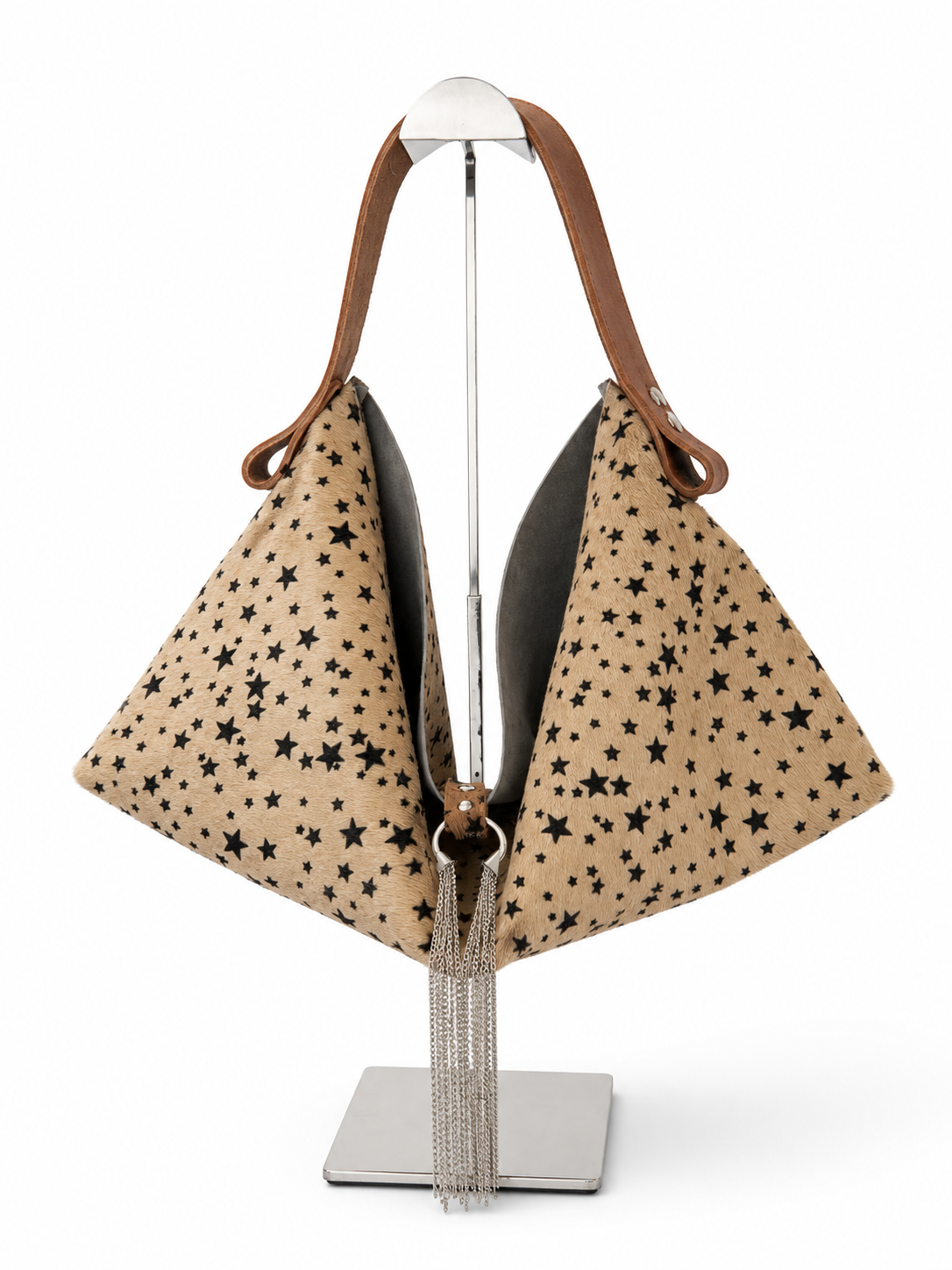 The Sieren Leather Bag in Star Cowhide and Brown Strap