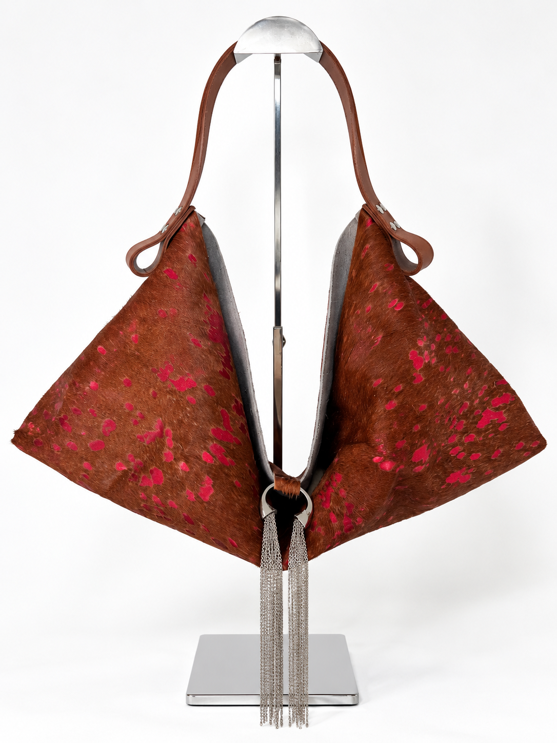 The Sieren Leather Bag in Brown/Pink Cowhide and Brown Strap