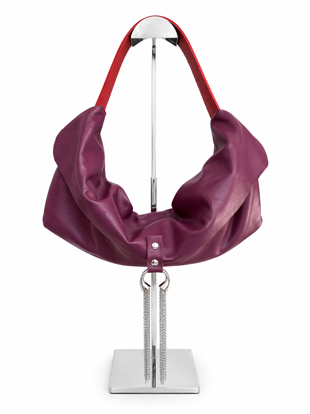 The Liora Leather Bag in Purple and Red Strap