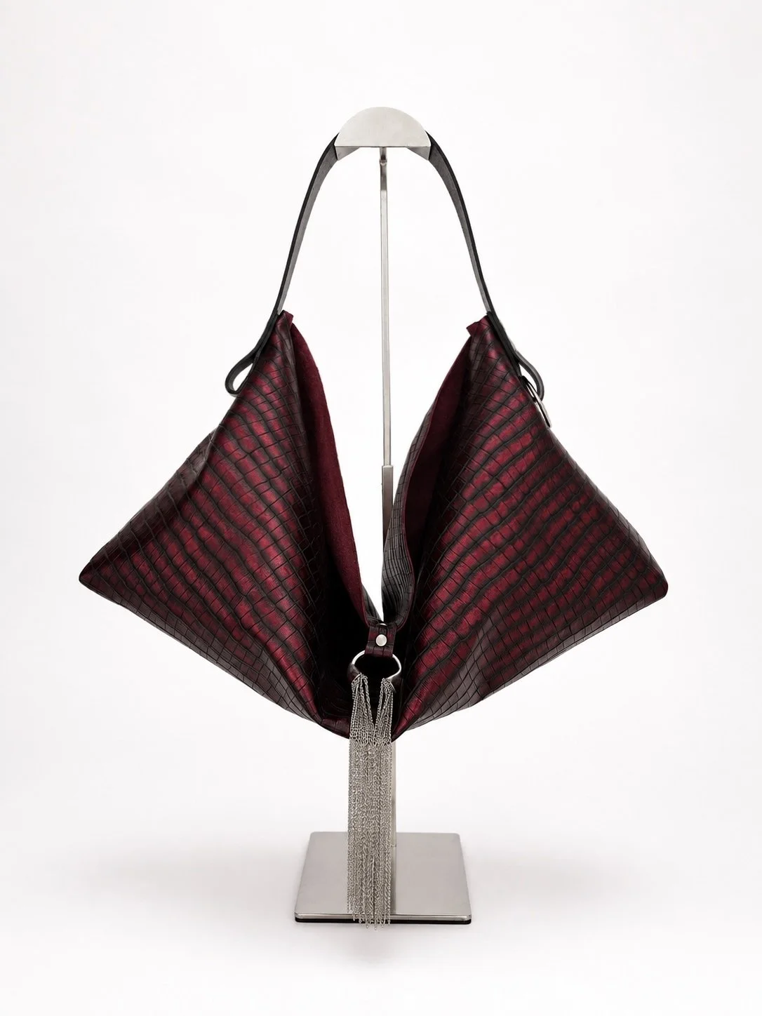 The Sieren Leather Bag in Crocodile Hide and Black Strap
