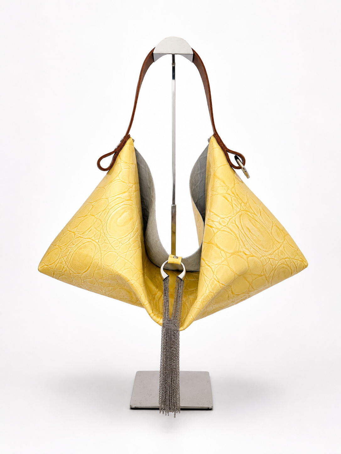 The Sieren Leather Bag in Yellow Hide and Dark Brown Strap