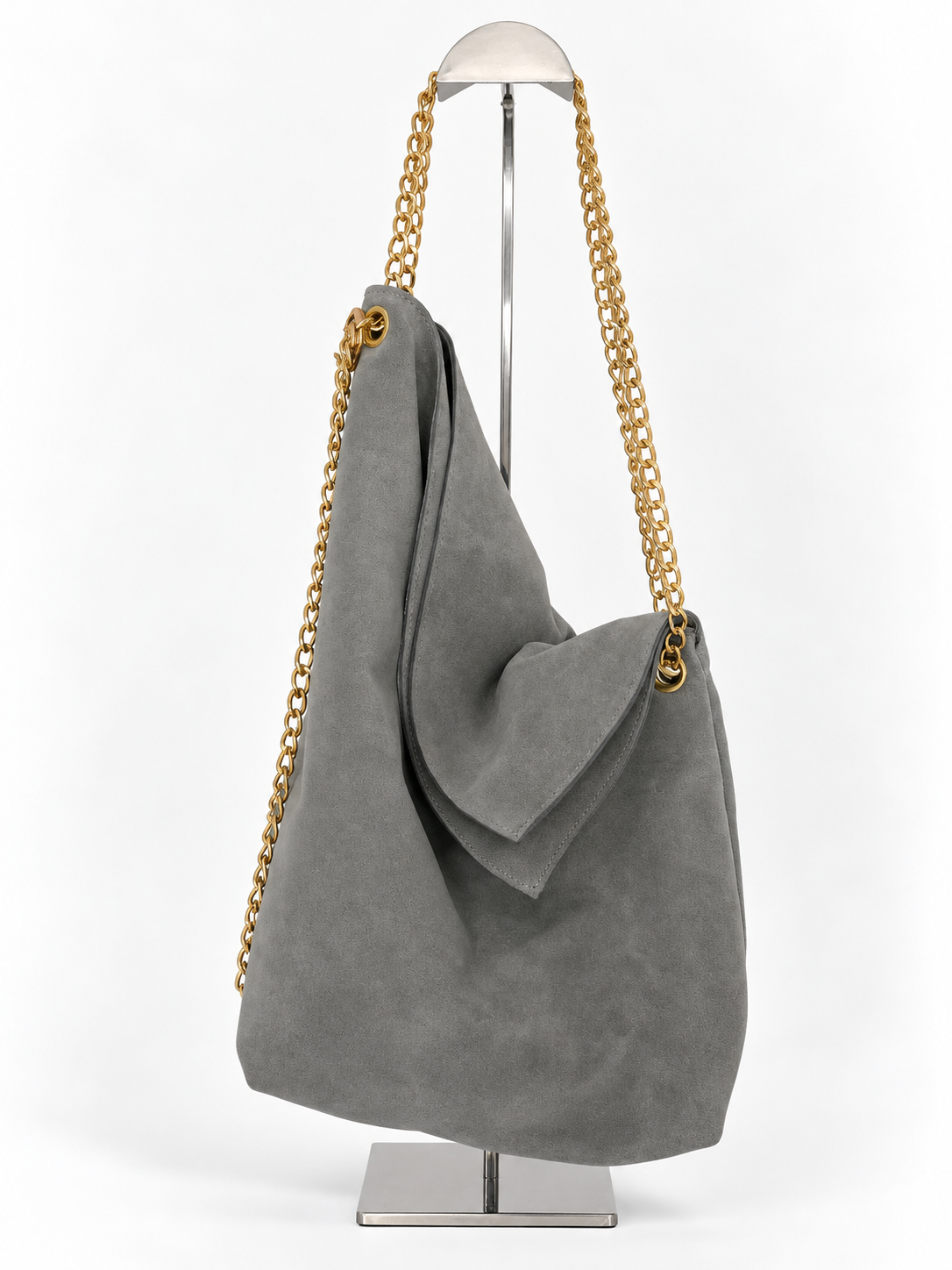 The Viera Leather Bag in Grey Suede