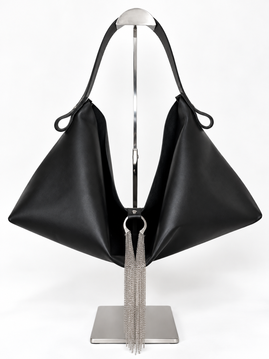 The Sieren Leather Bag in Black Leather and Black Strap