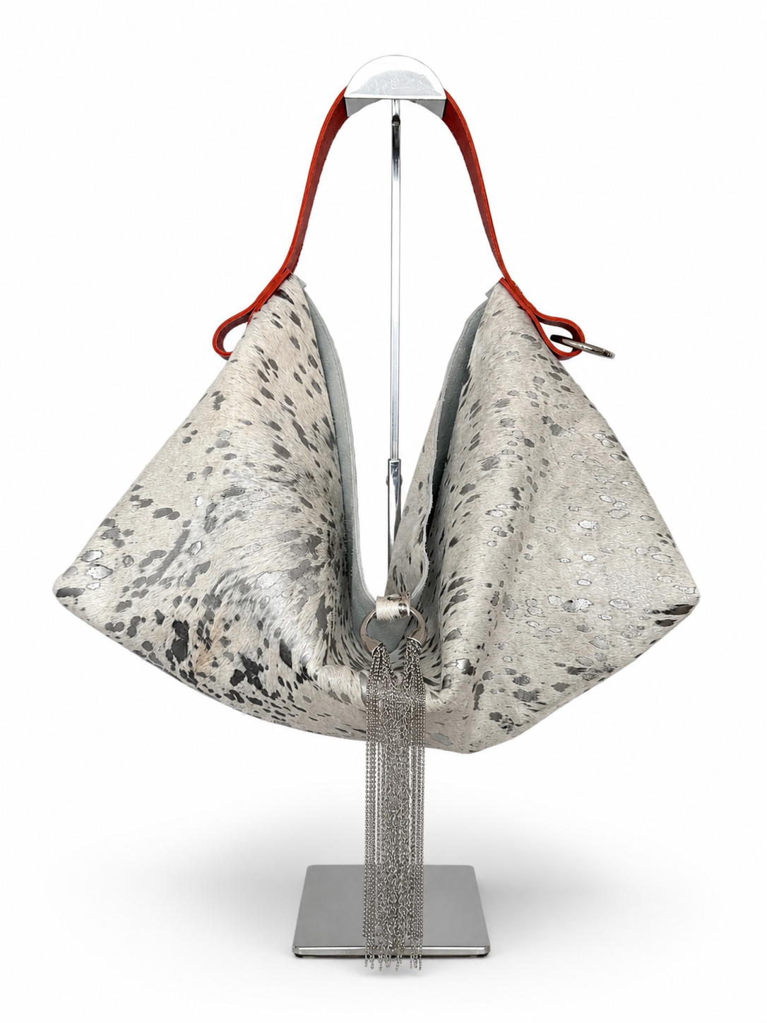 The Sieren Leather Bag in Cowhide and Red Strap